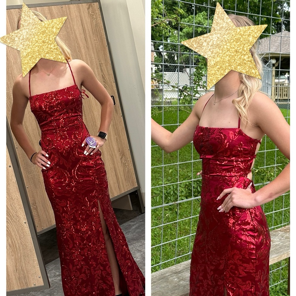 Elegant Red Sequin Gown
